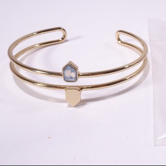 J.Crew Double Arche lapis and gold double Point Cuff Bracelet NWT 34 - Picture 1 of 16